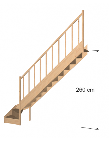 Escalier en bois 15 marches avec contremarches