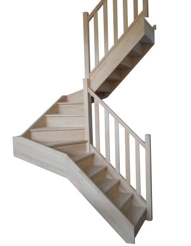 Escalier Double 1 4 Tournant En Hetre Ou Chene